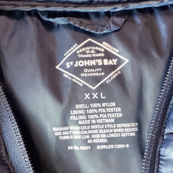 St. Johns Bay Mens XXL Puffer Jacket Lightweight Full‎ Zip Navy Blue - Picture 3 of 5